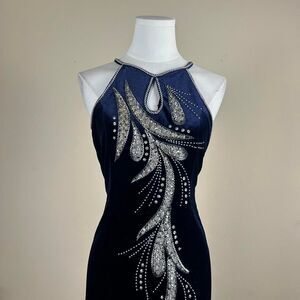 Amore Navy Velvet Rhinestone Whimsigoth Dress